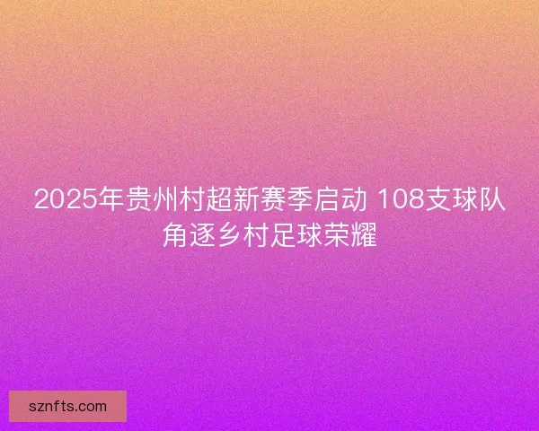 2025年贵州村超新赛季启动 108支球队角逐乡村足球荣耀