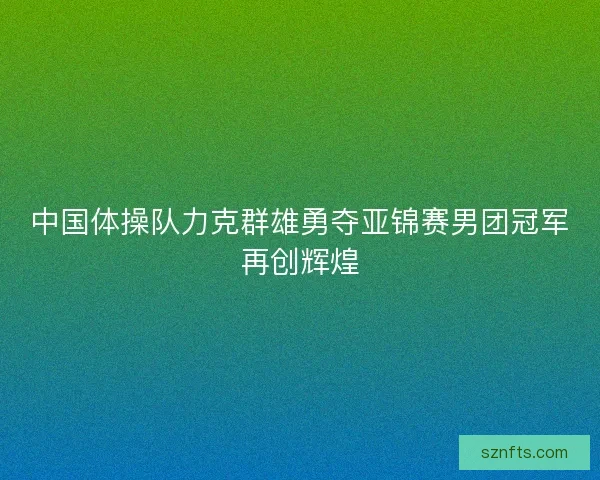 中国体操队力克群雄勇夺亚锦赛男团冠军再创辉煌